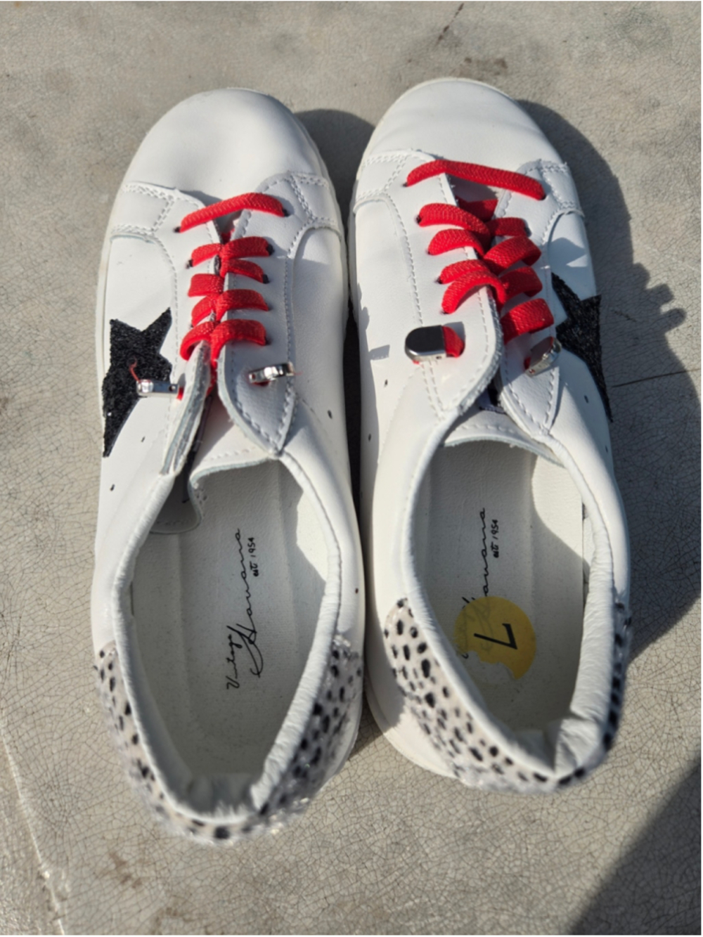 Women's Vintage Havana Sneakers Size 7 White Red Black Star - Picture 5 of 6